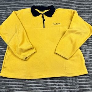 Vintage Sedona Fleece Pullover Quarter Zip pale Yellow Made in USA Mens XL